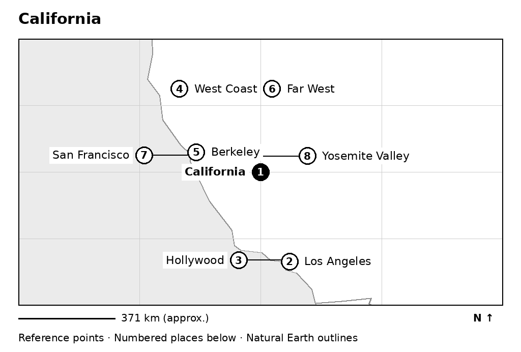 Closer orientation map for California
