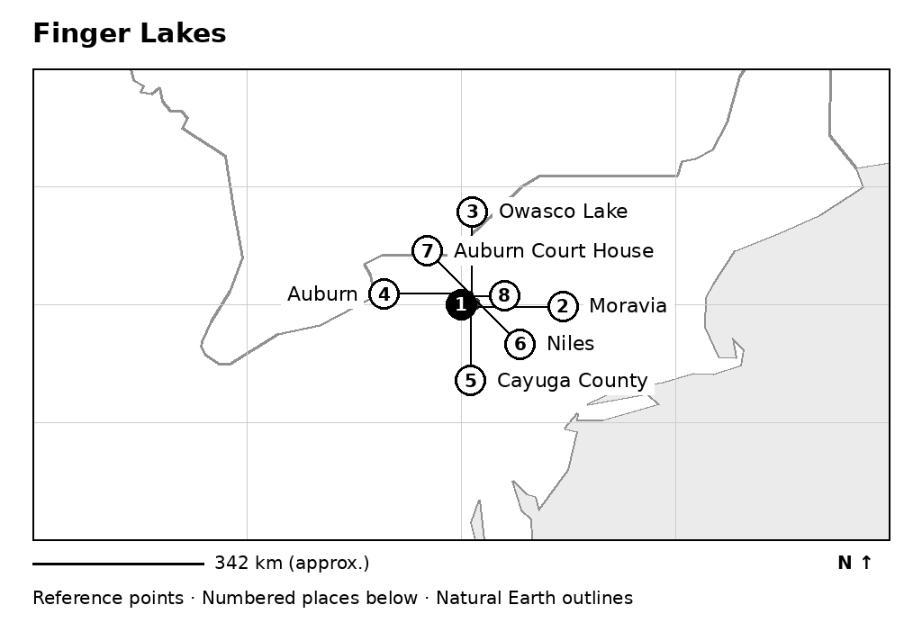 Closer orientation map for Finger Lakes