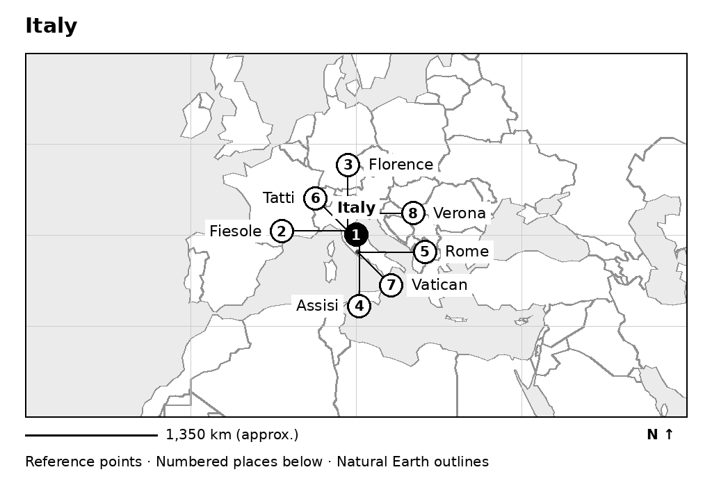 Closer orientation map for Italy