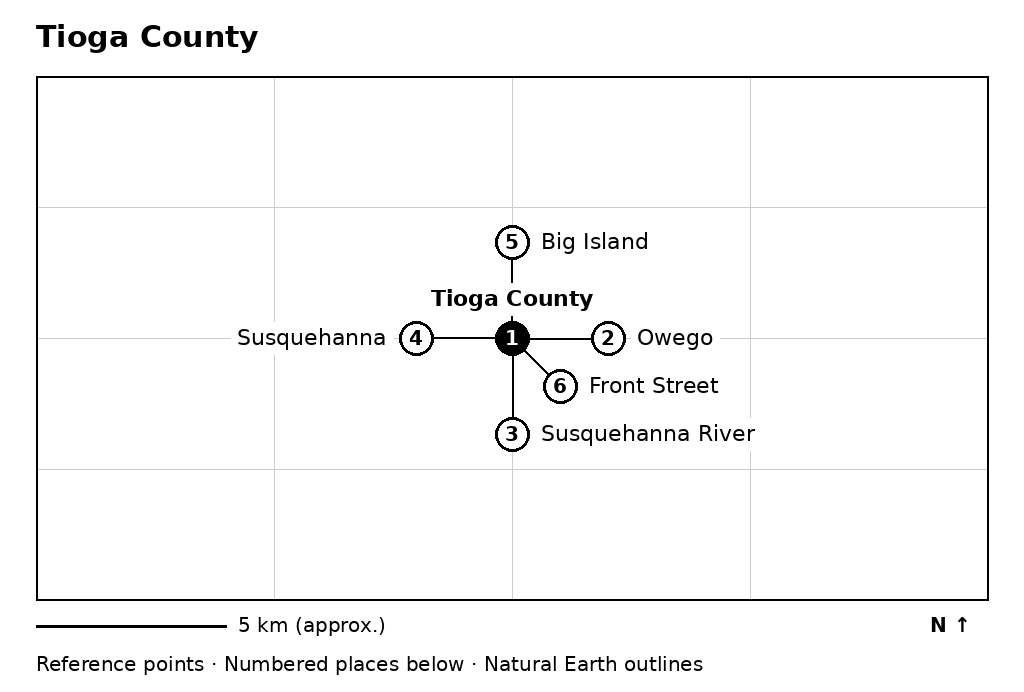 Closer orientation map for Tioga County