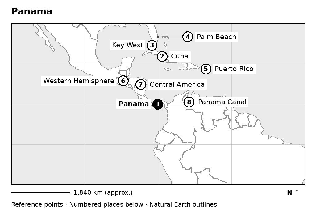Closer orientation map for Panama