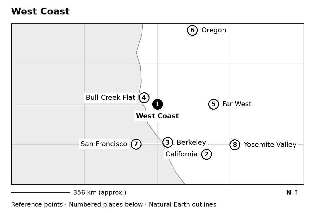 Closer orientation map for West Coast