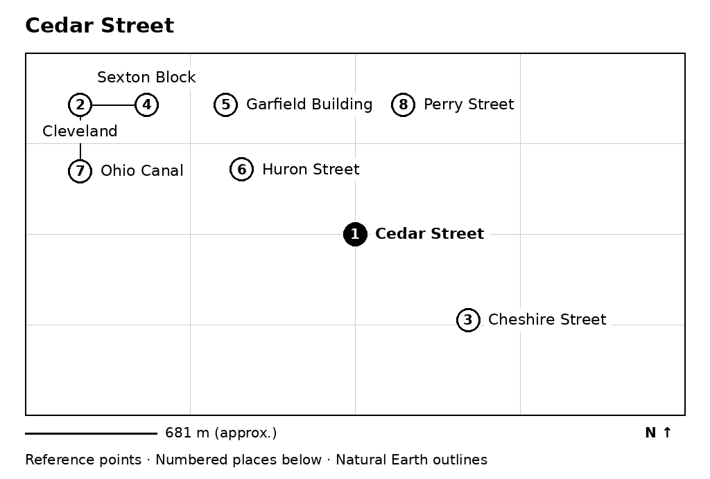 Closer orientation map for Cedar Street