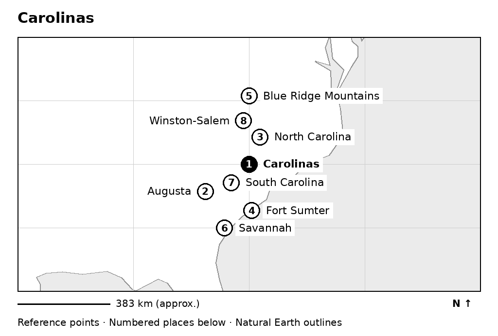Closer orientation map for Carolinas