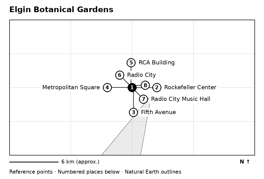 Closer orientation map for Elgin Botanical Gardens