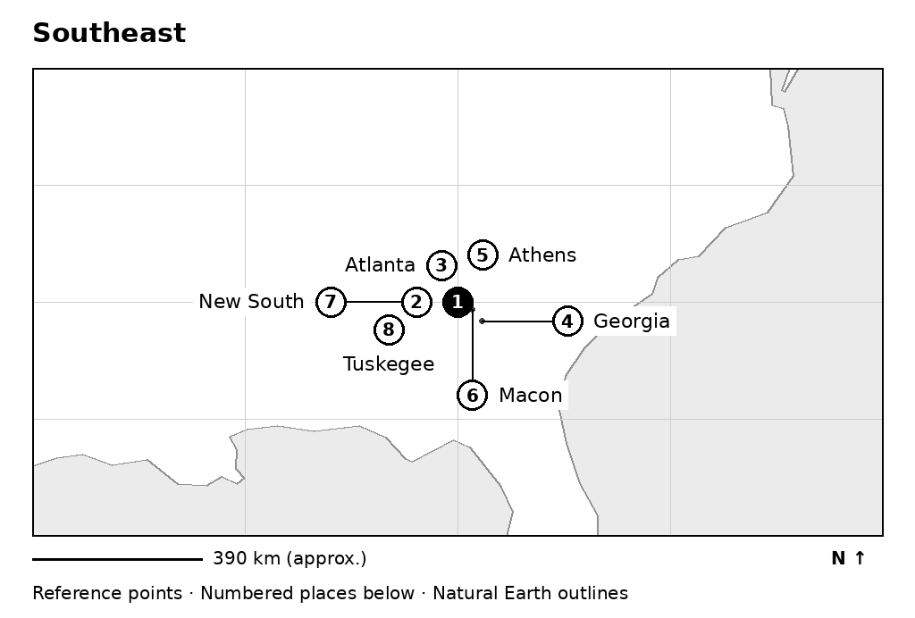 Closer orientation map for Southeast