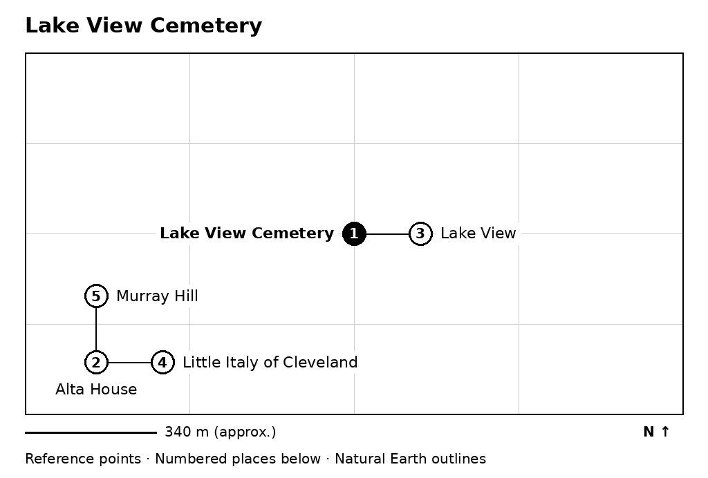 Closer orientation map for Lake View Cemetery