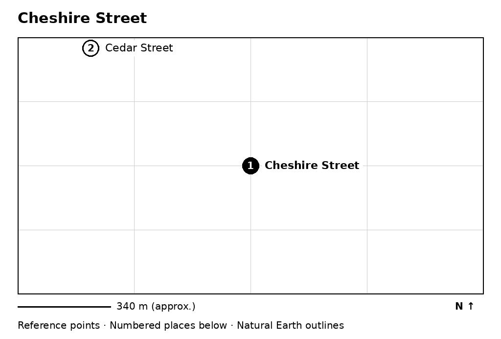 Closer orientation map for Cheshire Street