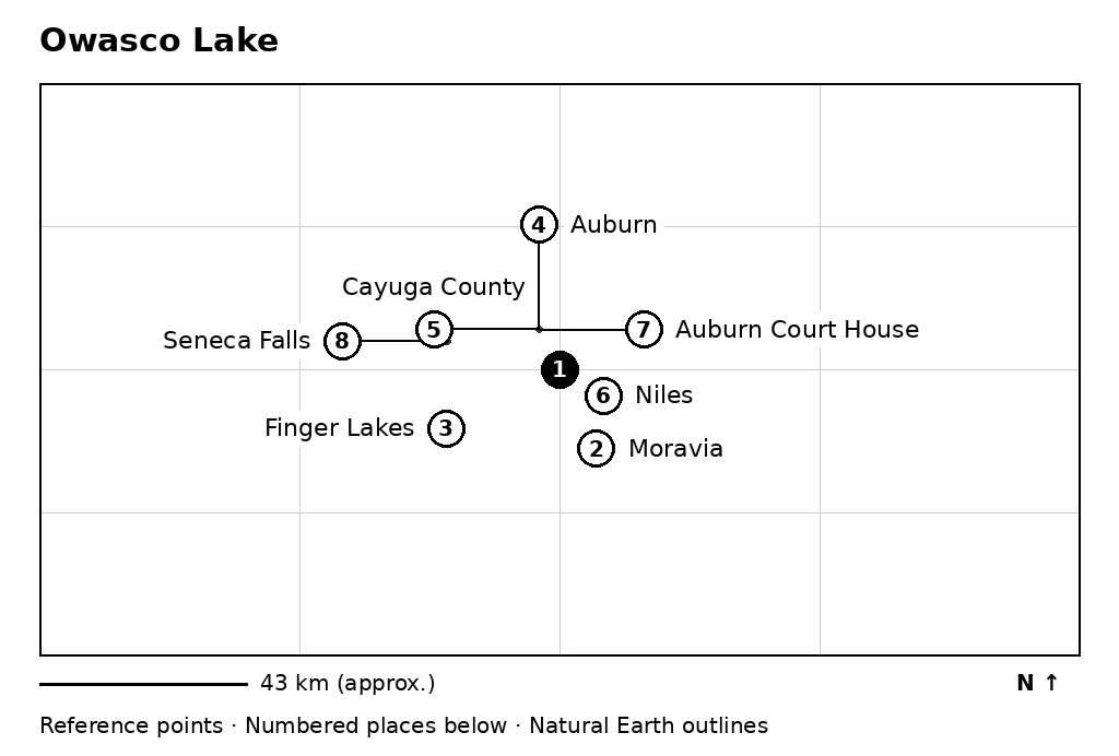 Closer orientation map for Owasco Lake