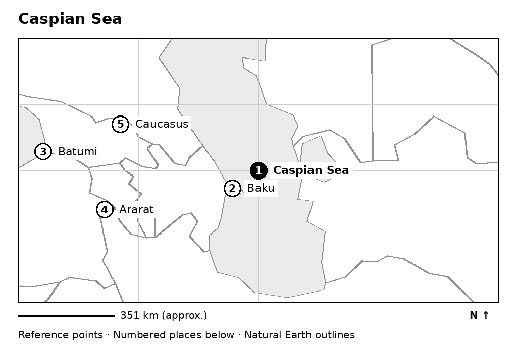 Closer orientation map for Caspian Sea