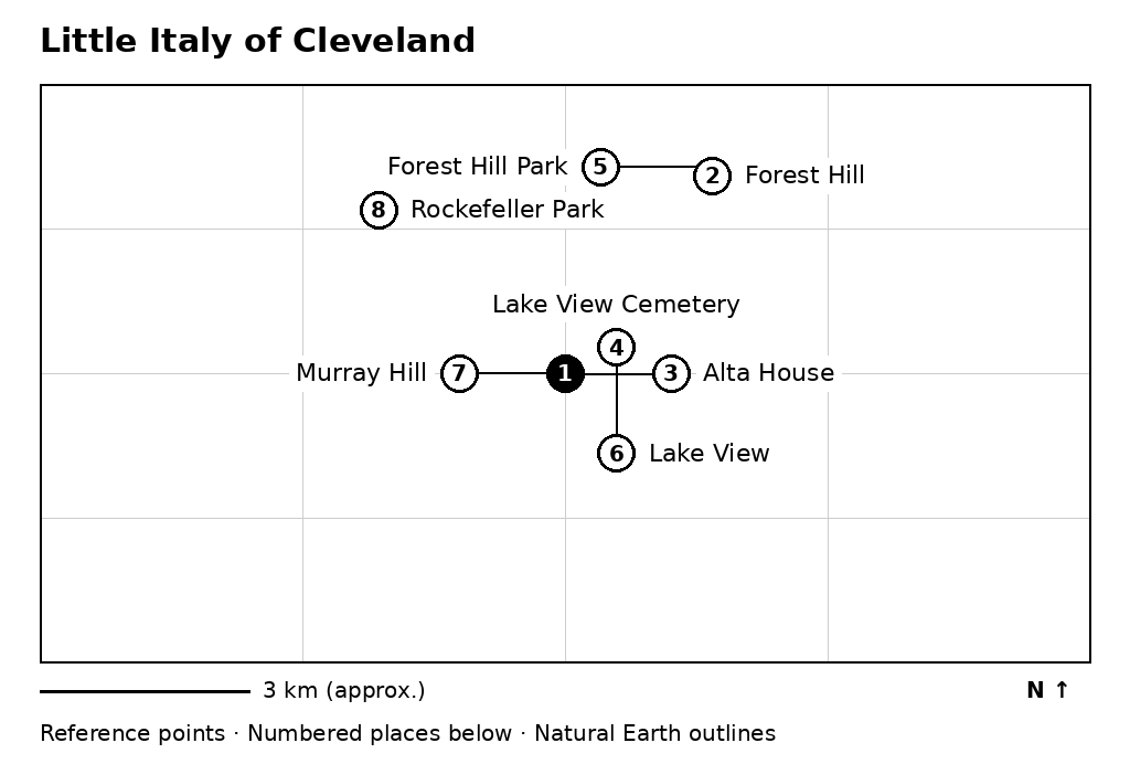 Closer orientation map for Little Italy of Cleveland