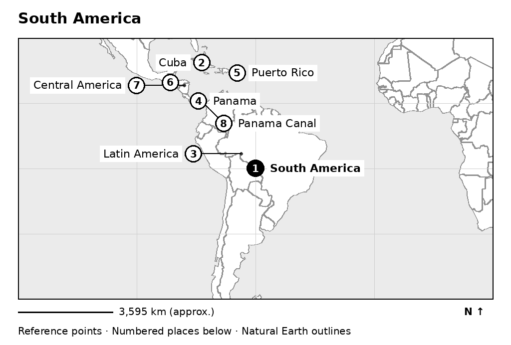Closer orientation map for South America