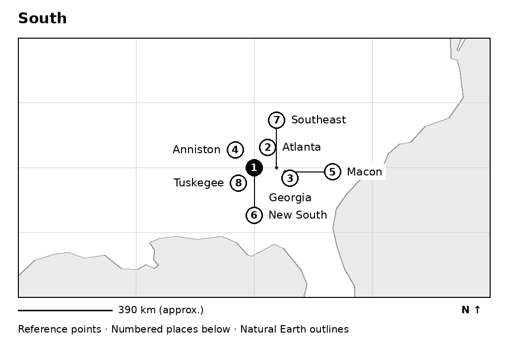 Closer orientation map for South