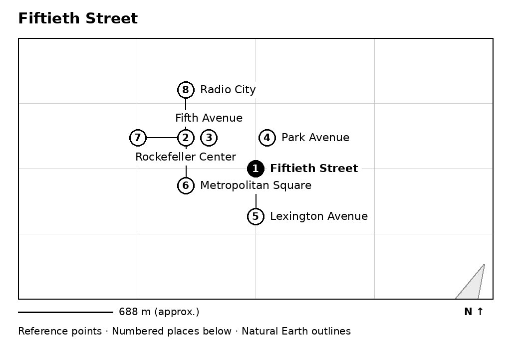 Closer orientation map for Fiftieth Street