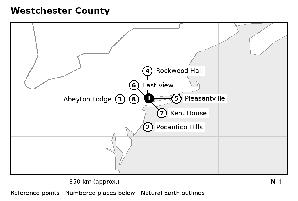 Closer orientation map for Westchester County