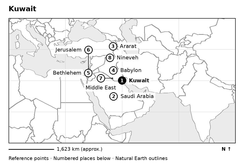 Closer orientation map for Kuwait